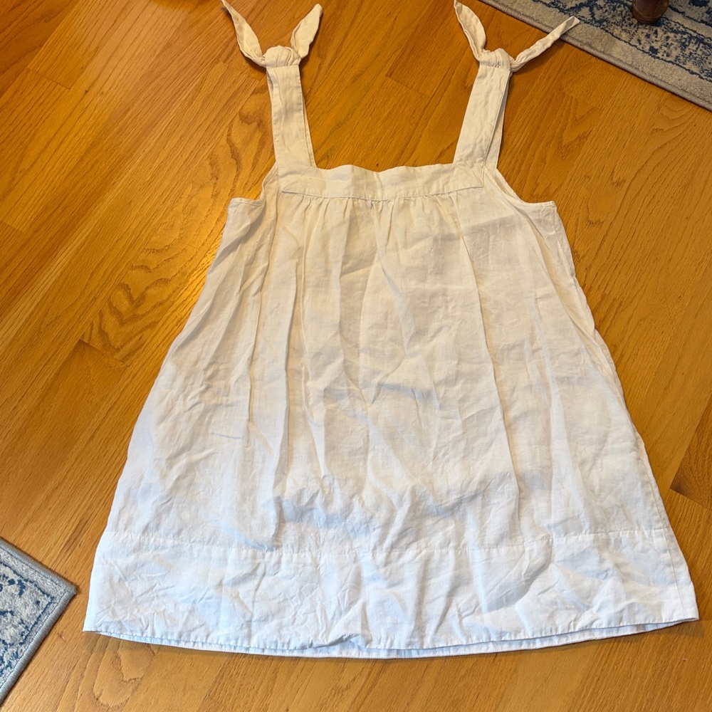 LAKE Pajamas White Linen Coco Cover-Up Dress Knot Tie Shoulders XXL - Picture 4 of 8
